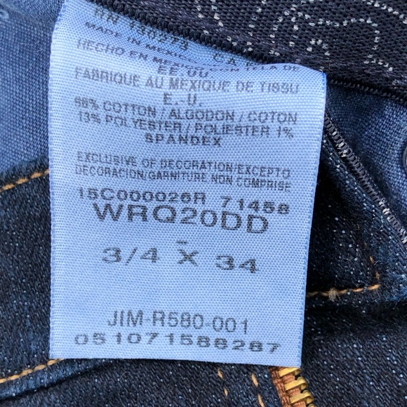 Wrangler Q Baby Jeans Bootcut Dark Blue Stretch Denim Women's 3/4 x 34 - Picture 6 of 11